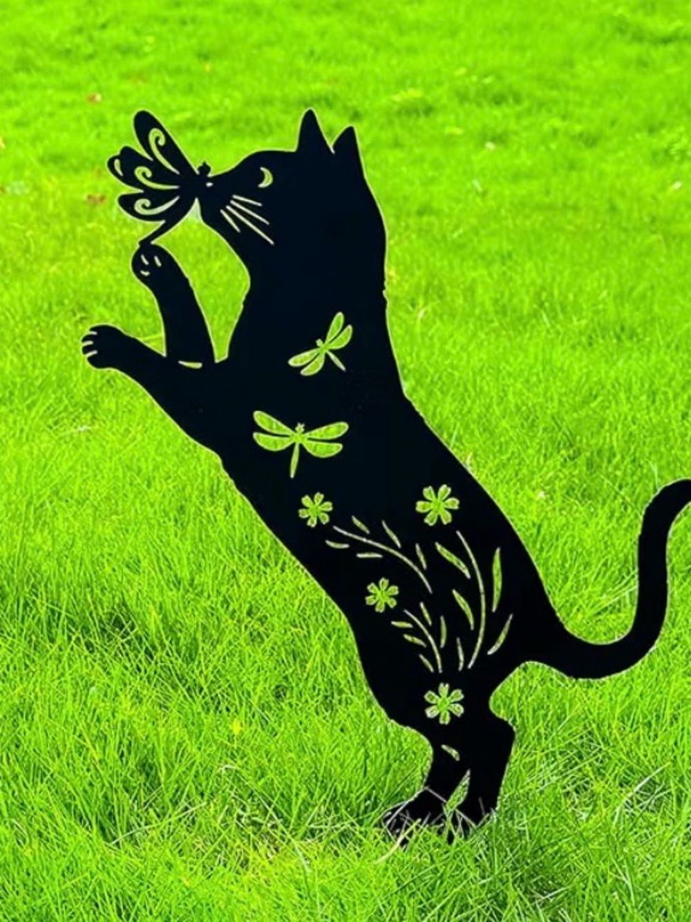 Black Decorative Metal Wall Art with Butterfly and Leaf Cutouts